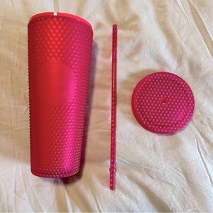 NWOT Studded Soft Touch Ruby Pink Bling Venti Tumbler Cold Cup 2022